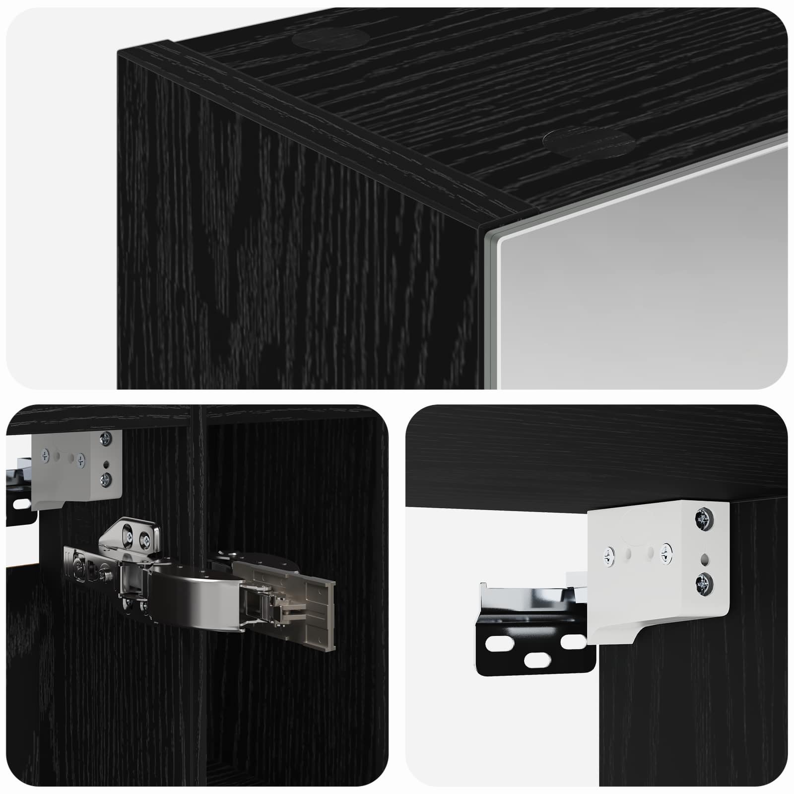 Badezimmerspiegelschrank Schwarz Eichen-Optik 60 x 14.5 x 70 cm