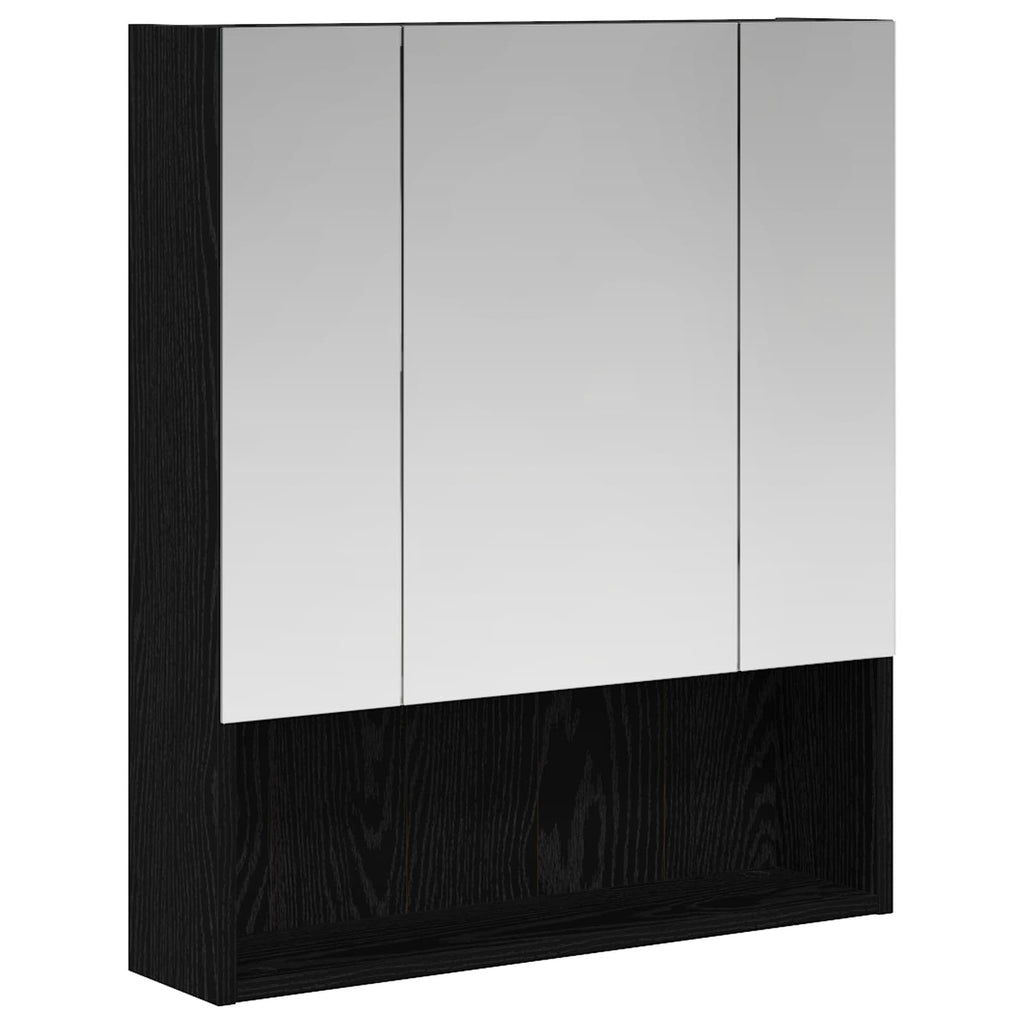 Badezimmerspiegelschrank Schwarz Eichen-Optik 60 x 14.5 x 70 cm