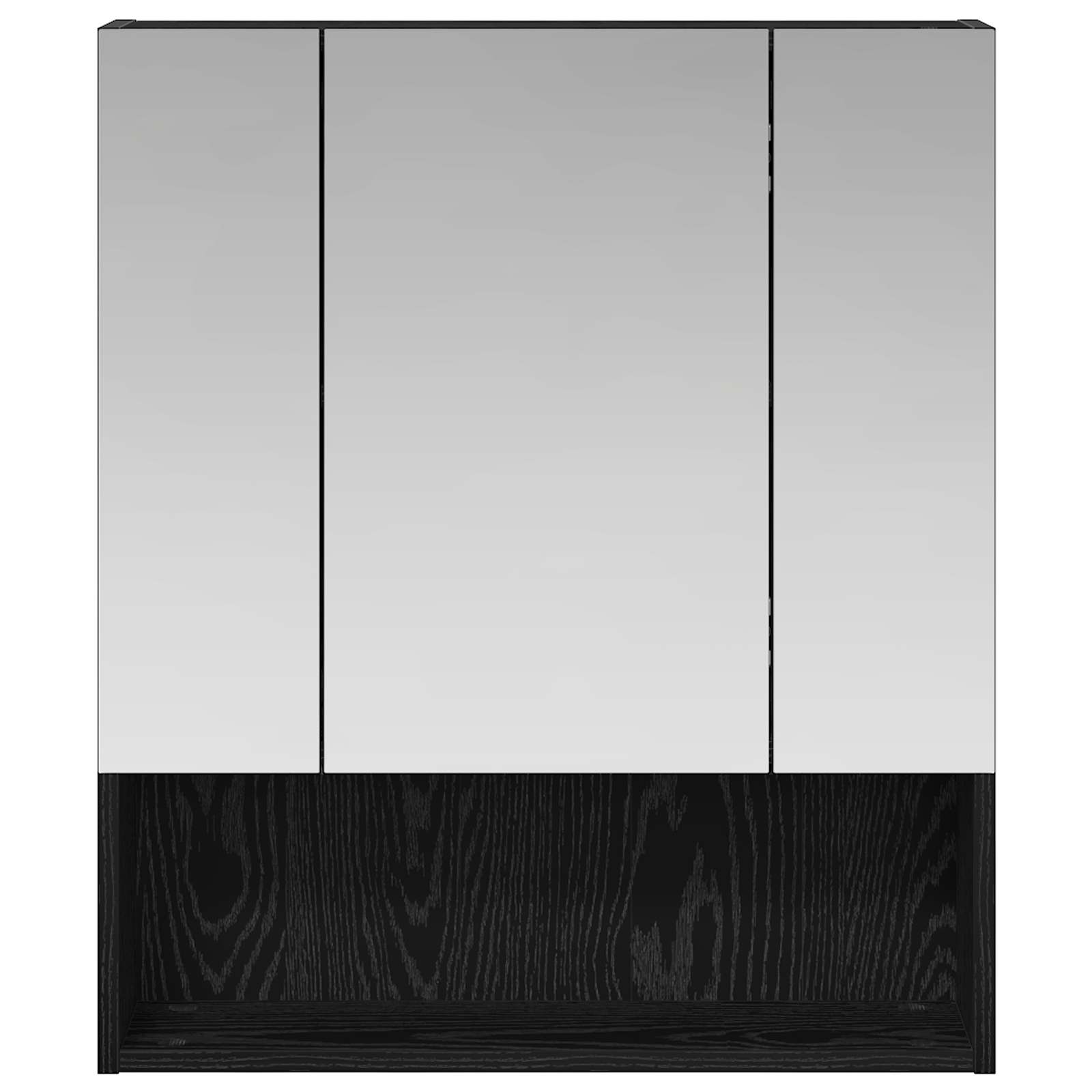 Badezimmerspiegelschrank Schwarz Eichen-Optik 60 x 14.5 x 70 cm