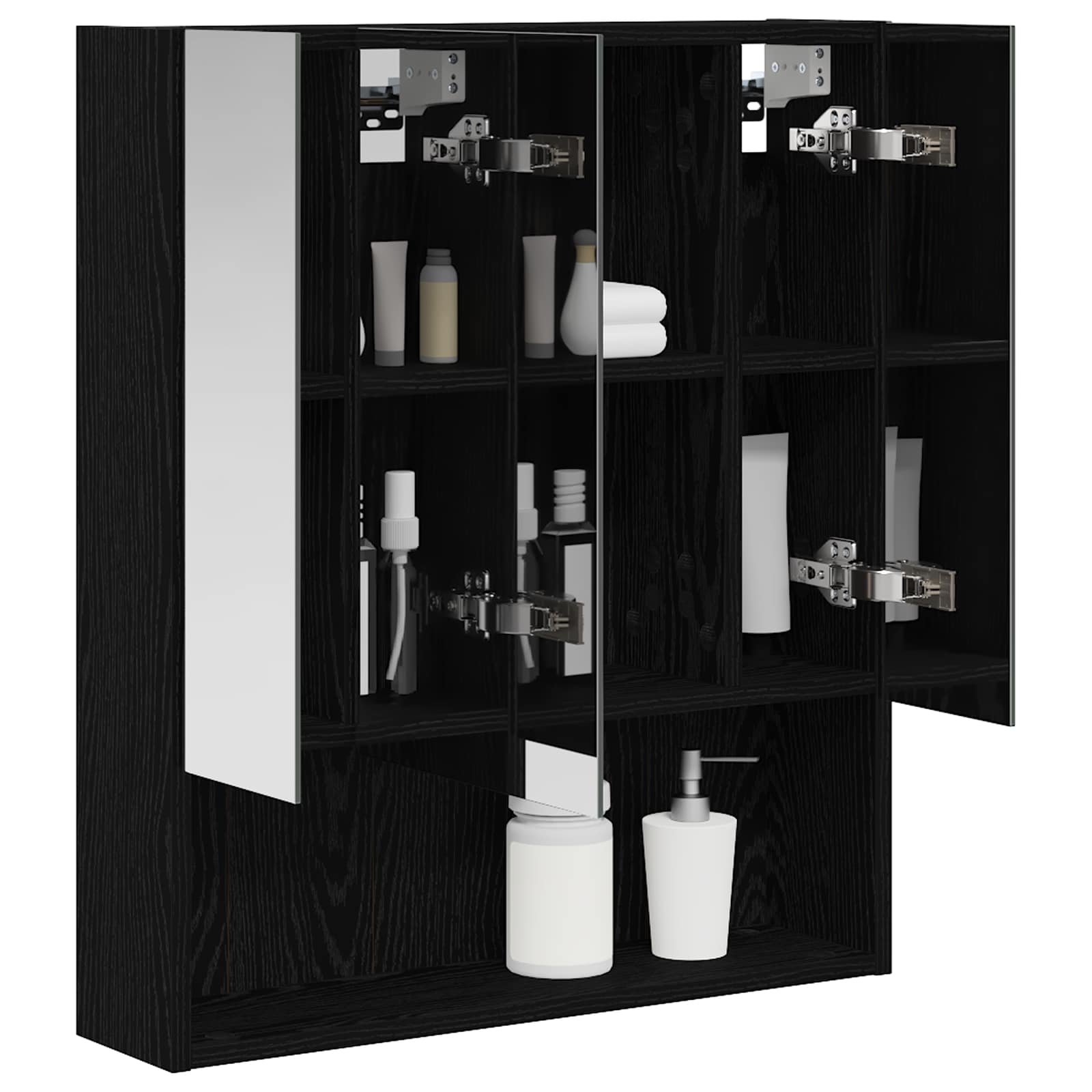 Badezimmerspiegelschrank Schwarz Eichen-Optik 60 x 14.5 x 70 cm