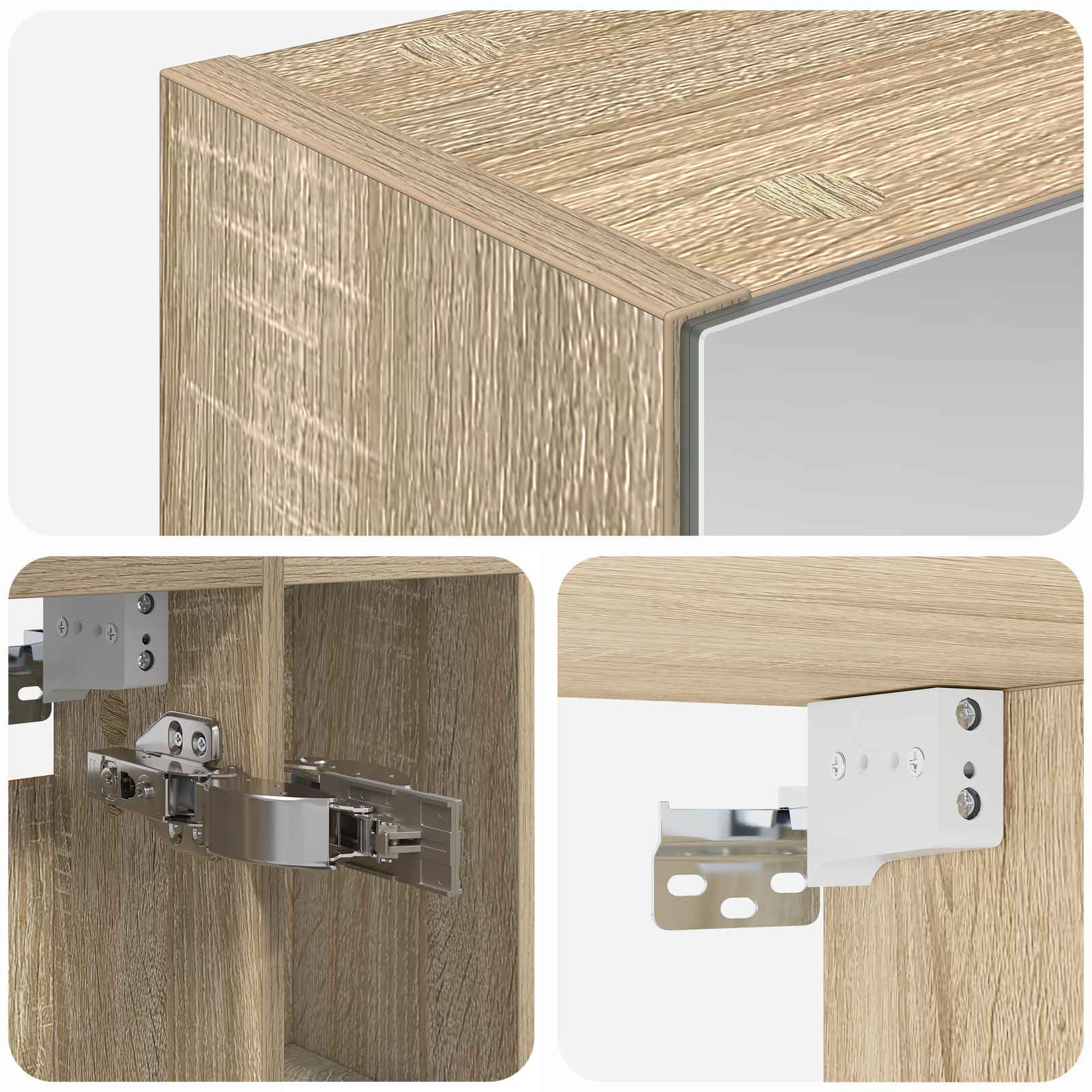 Badezimmerspiegelschrank mit Tür Sonoma-Eiche 60 x 14.5 x 70 cm