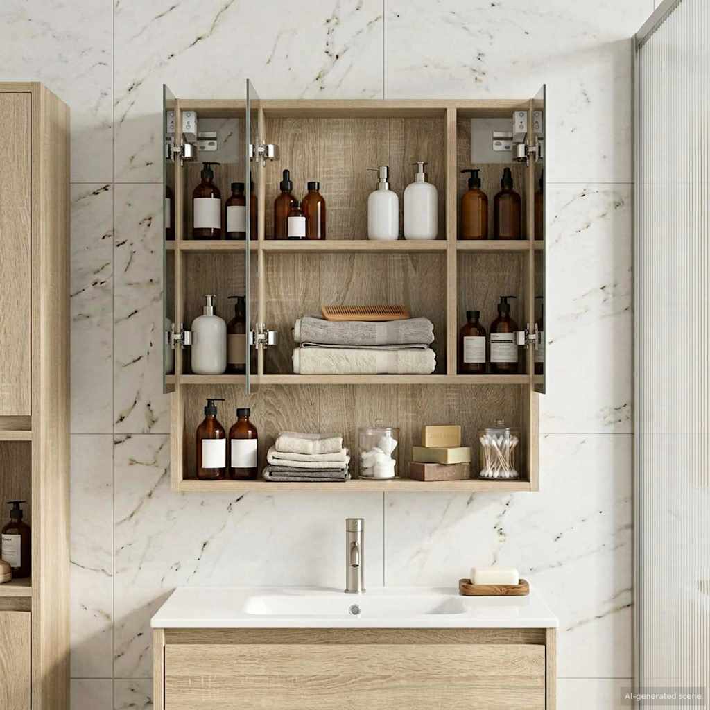 Badezimmerspiegelschrank mit Tür Sonoma-Eiche 60 x 14.5 x 70 cm