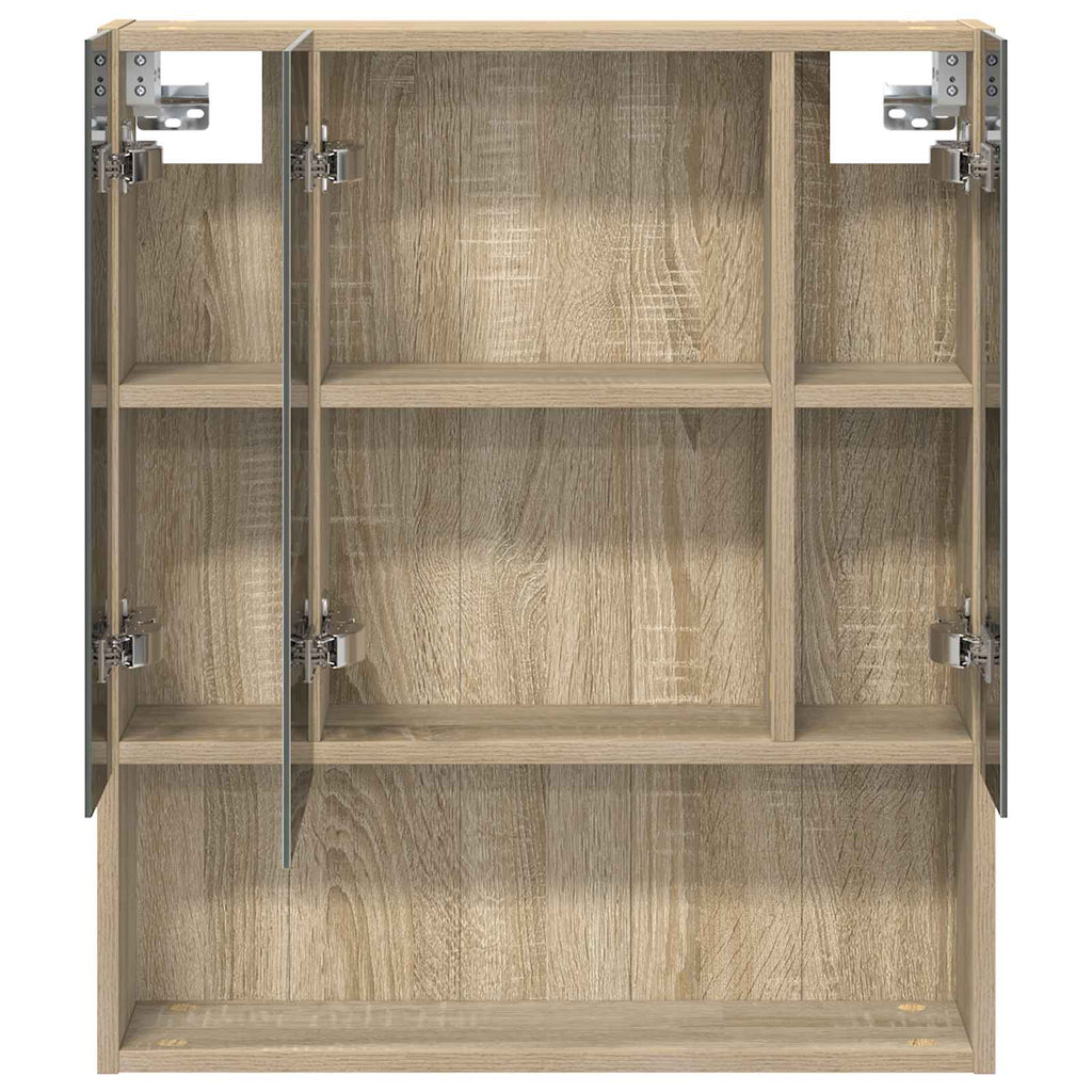 Badezimmerspiegelschrank mit Tür Sonoma-Eiche 60 x 14.5 x 70 cm
