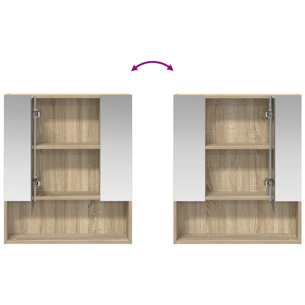 Badezimmerspiegelschrank mit Tür Sonoma-Eiche 60 x 14.5 x 70 cm