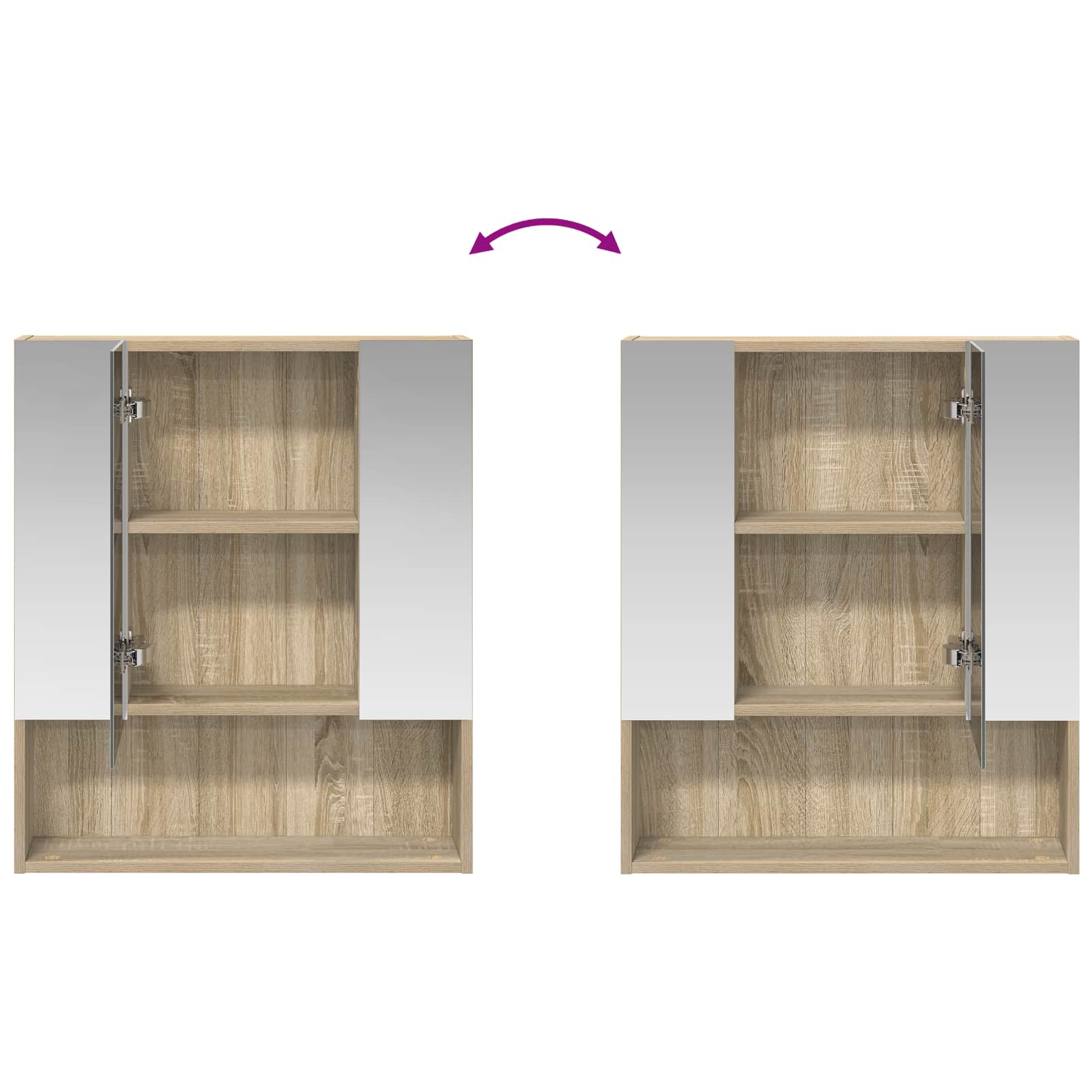 Badezimmerspiegelschrank mit Tür Sonoma-Eiche 60 x 14.5 x 70 cm