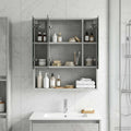 Badezimmerspiegelschrank mit Regal Beton Grau 60 x 14.5 x 70 cm