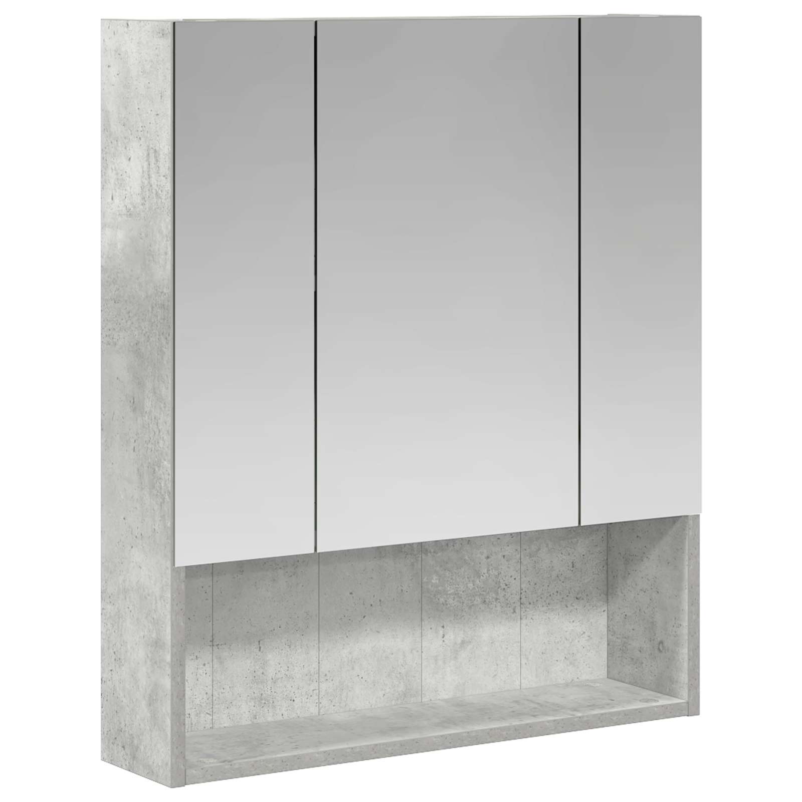 Badezimmerspiegelschrank mit Regal Beton Grau 60 x 14.5 x 70 cm