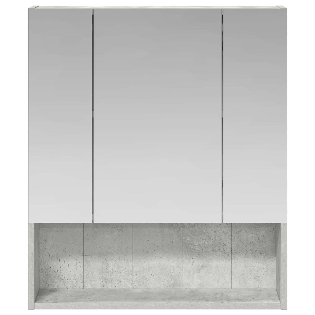 Badezimmerspiegelschrank mit Regal Beton Grau 60 x 14.5 x 70 cm