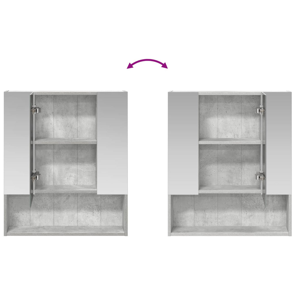 Badezimmerspiegelschrank mit Regal Beton Grau 60 x 14.5 x 70 cm