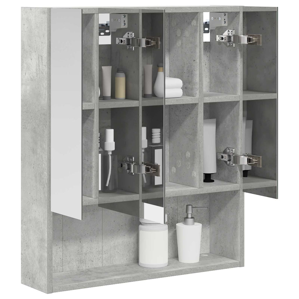 Badezimmerspiegelschrank mit Regal Beton Grau 60 x 14.5 x 70 cm