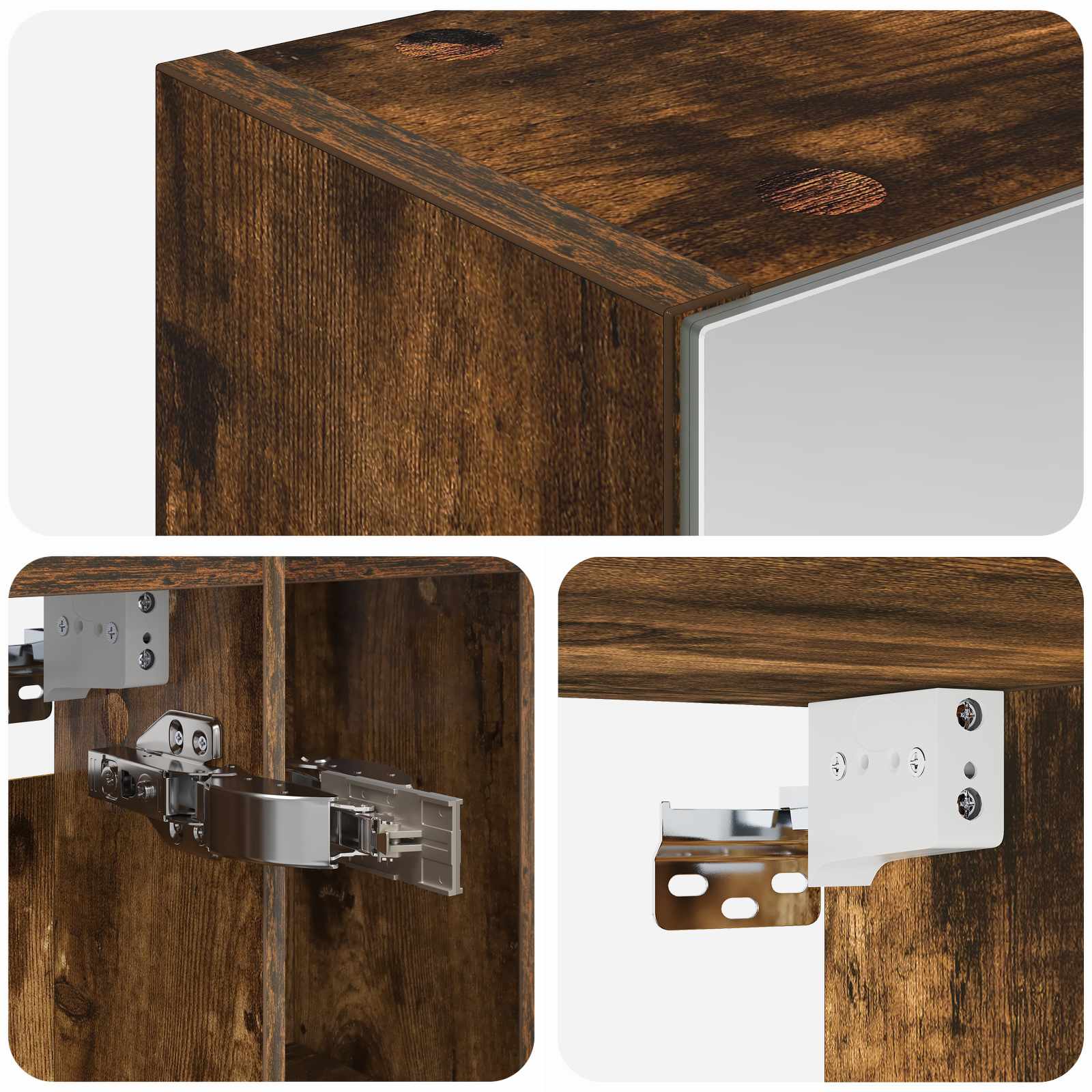 Badezimmerspiegelschrank Geräucherte Eiche 60 x 14.5 x 70 cm