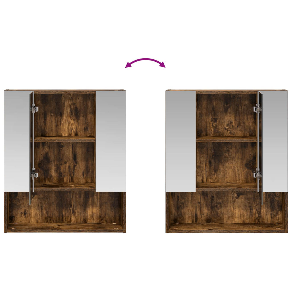 Badezimmerspiegelschrank Geräucherte Eiche 60 x 14.5 x 70 cm