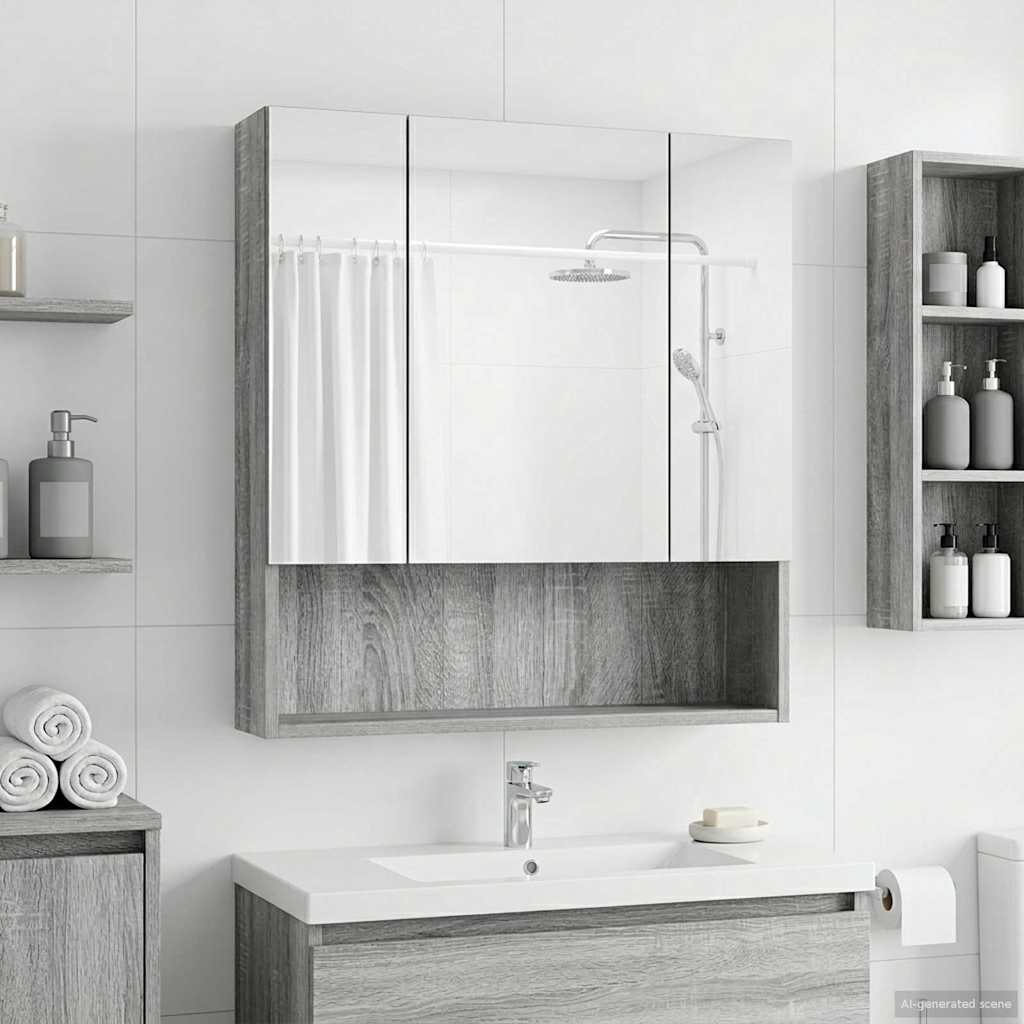 Badezimmerspiegelschrank Graues Sonoma 60 x 14.5 x 70 cm