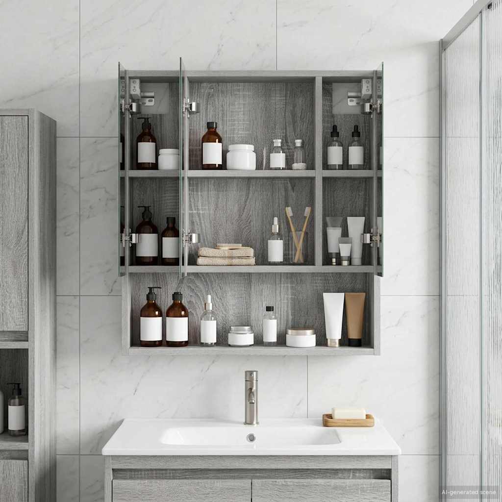 Badezimmerspiegelschrank Graues Sonoma 60 x 14.5 x 70 cm