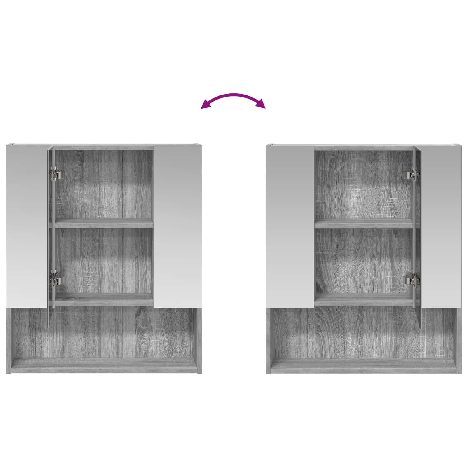Badezimmerspiegelschrank Graues Sonoma 60 x 14.5 x 70 cm