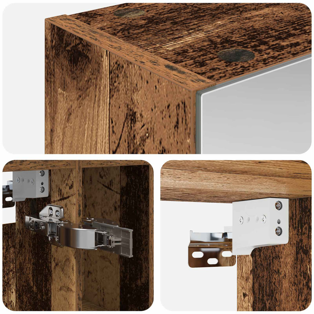 Badezimmerspiegelschrank mit Regal Altholz 60 x 14.5 x 70 cm