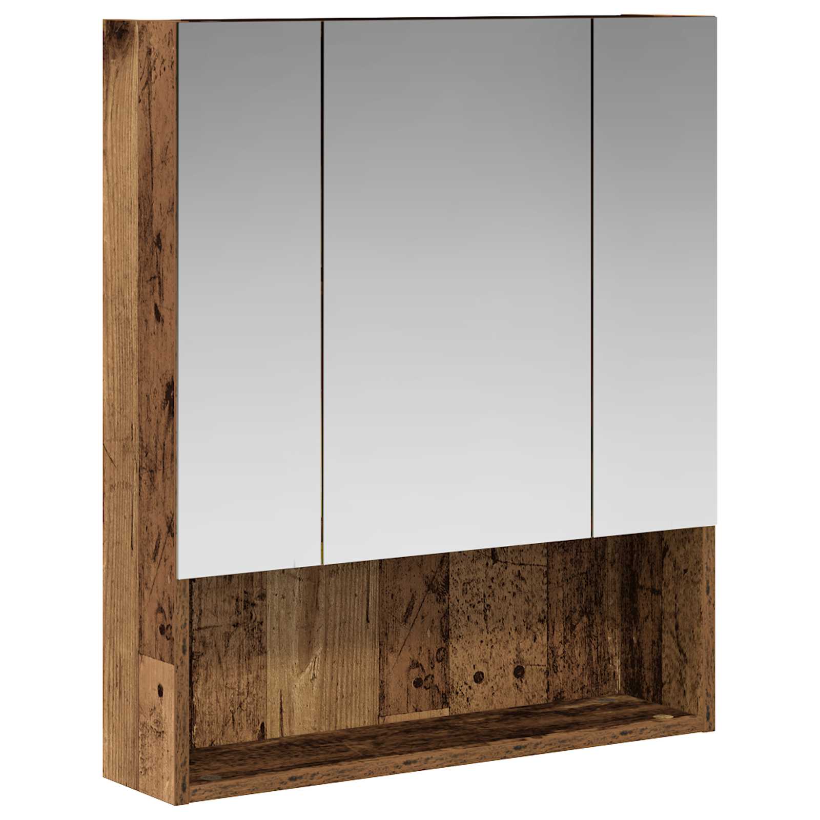 Badezimmerspiegelschrank mit Regal Altholz 60 x 14.5 x 70 cm