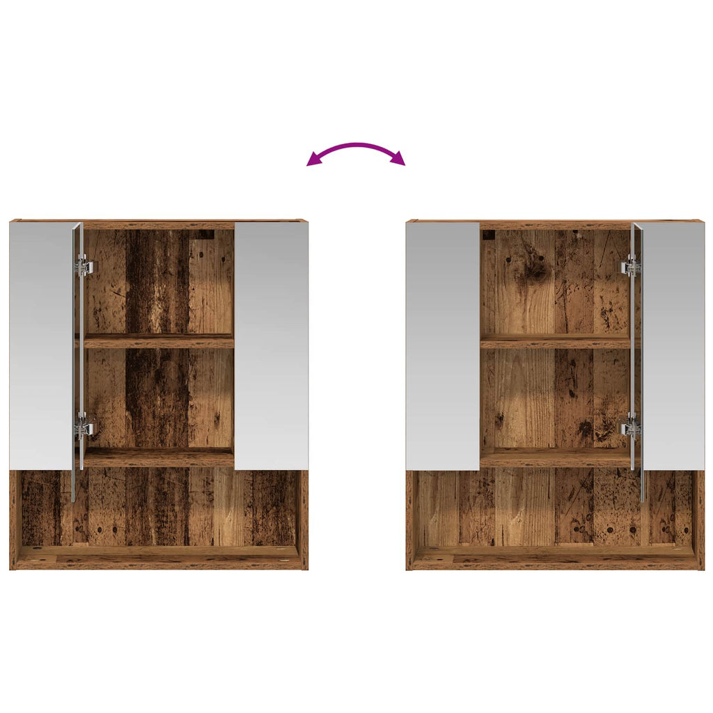 Badezimmerspiegelschrank mit Regal Altholz 60 x 14.5 x 70 cm