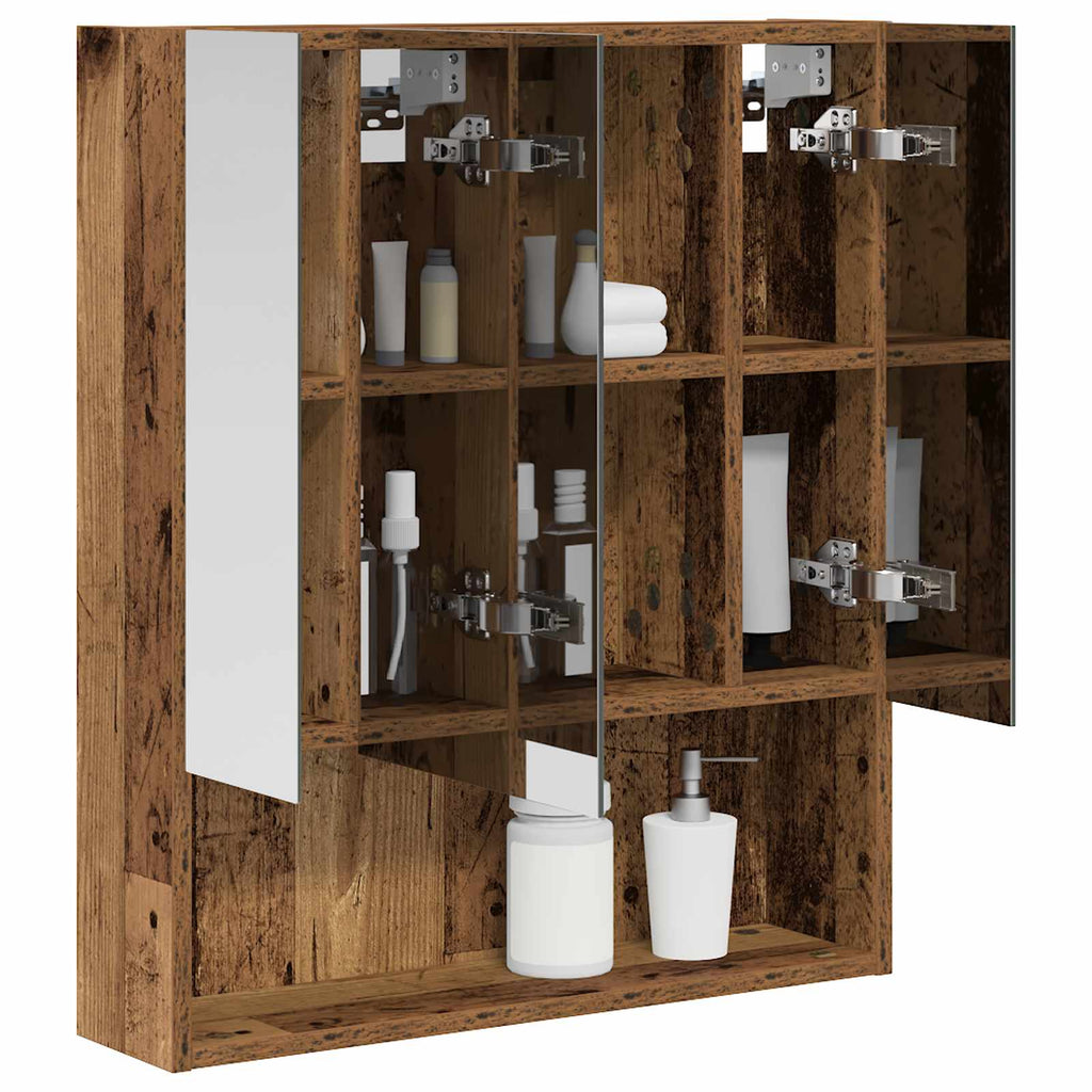 Badezimmerspiegelschrank mit Regal Altholz 60 x 14.5 x 70 cm