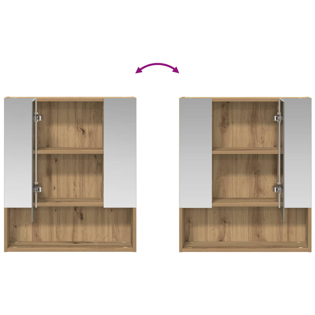 Badezimmerspiegelschrank Kunsthandwerk Eiche 60 x 14.5 x 70 cm