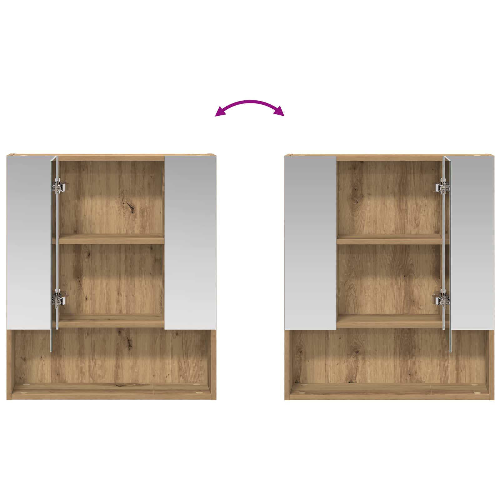 Badezimmerspiegelschrank Kunsthandwerk Eiche 60 x 14.5 x 70 cm