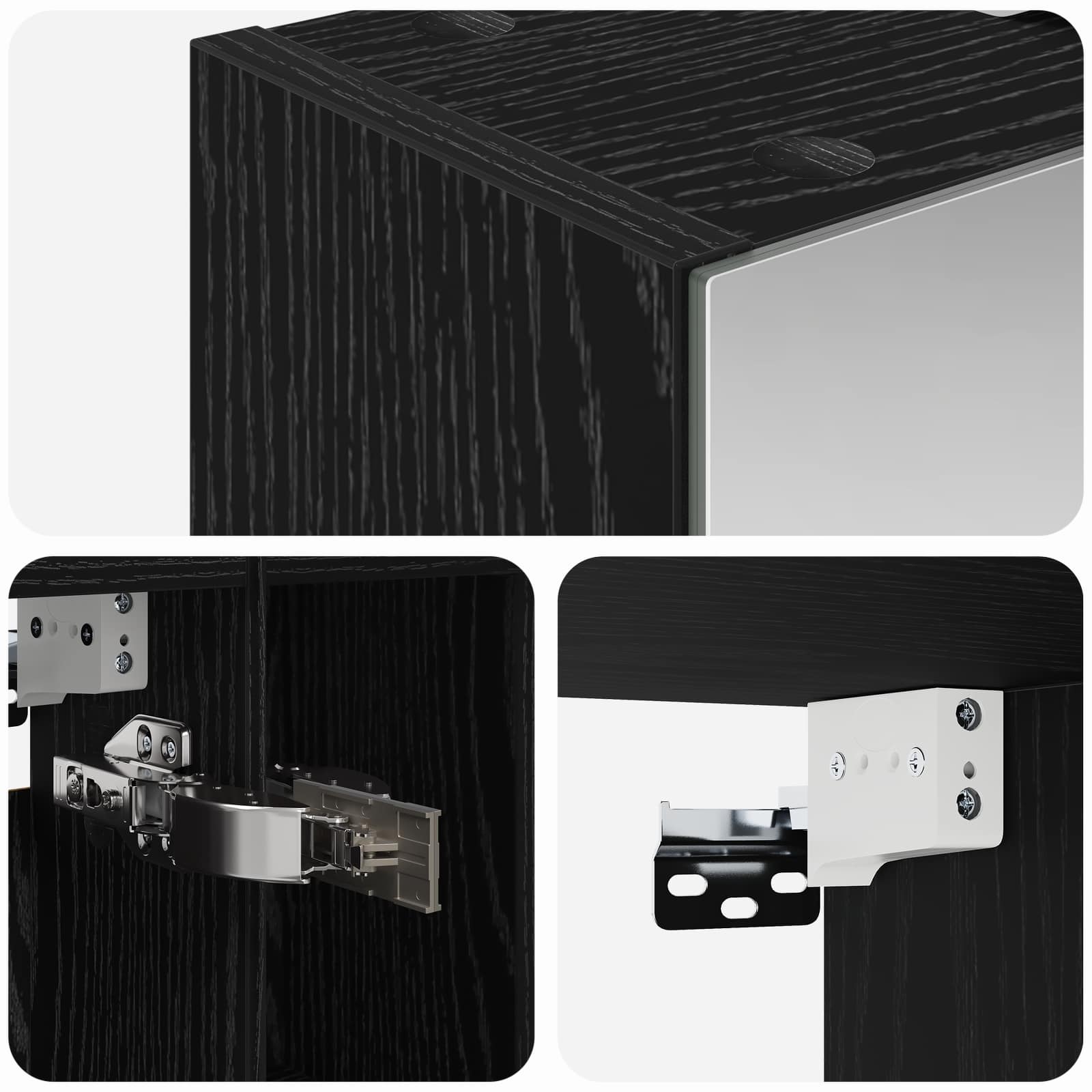 Badezimmerspiegelschrank Schwarz Eichen-Optik 60 x 14.5 x 70 cm