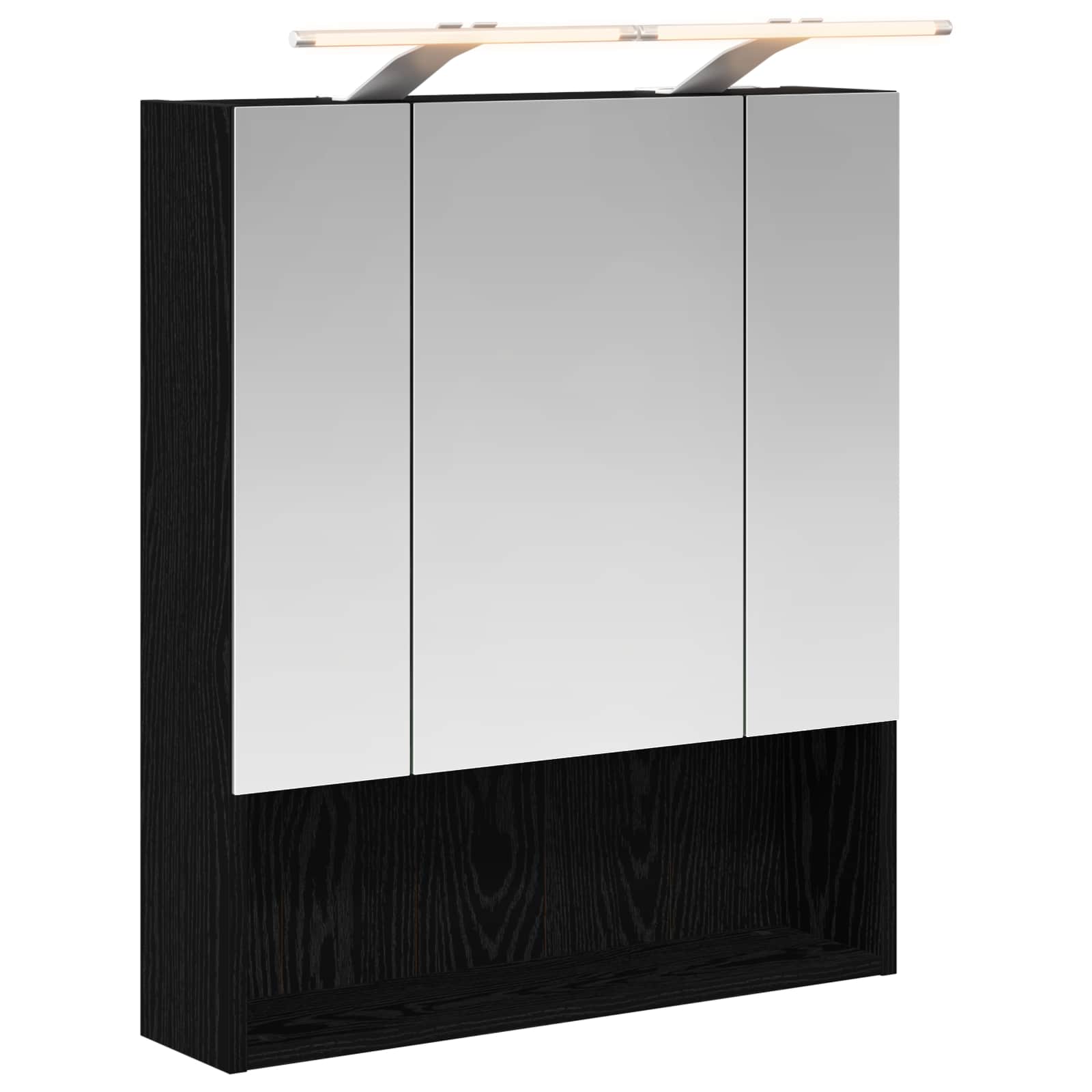Badezimmerspiegelschrank Schwarz Eichen-Optik 60 x 14.5 x 70 cm