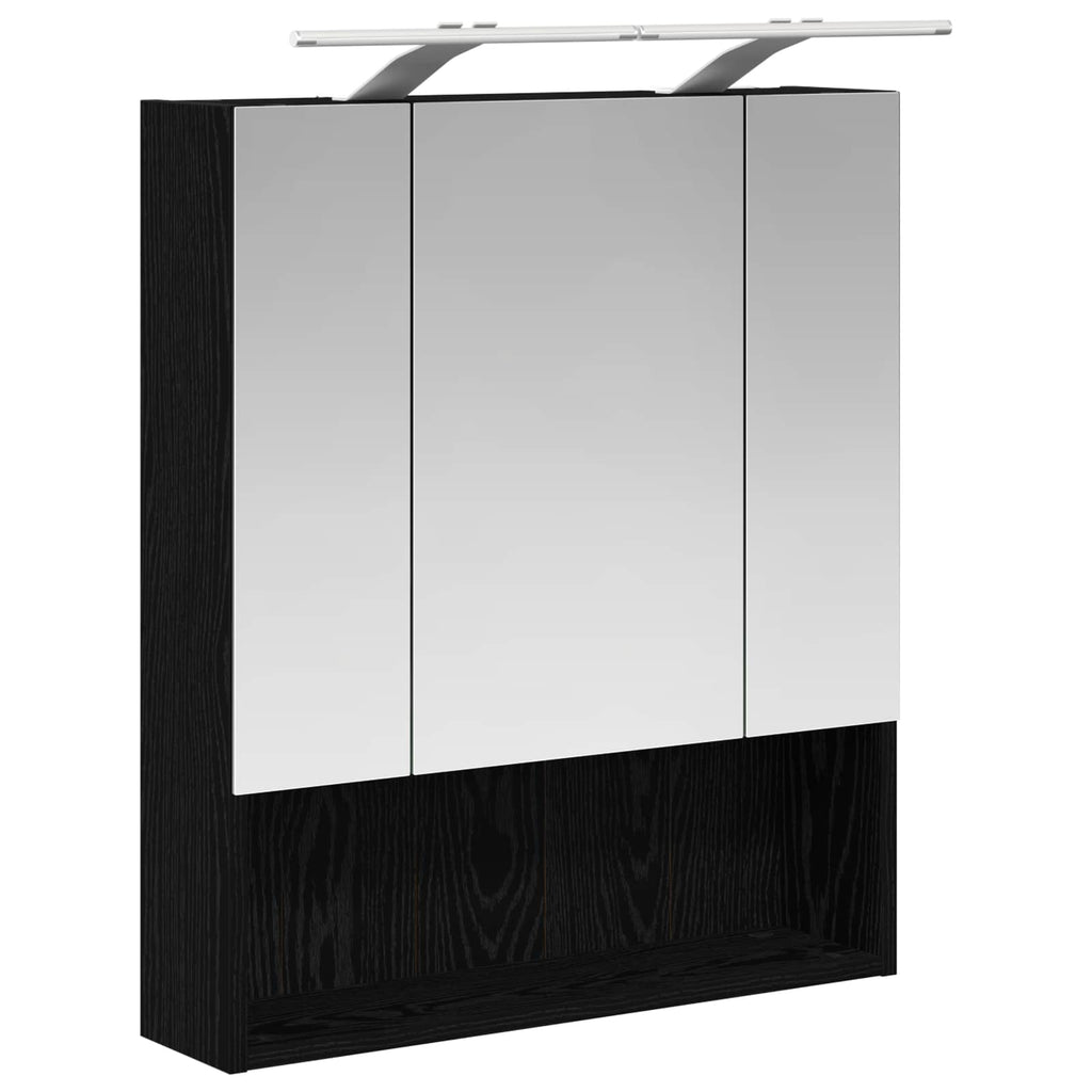 Badezimmerspiegelschrank Schwarz Eichen-Optik 60 x 14.5 x 70 cm
