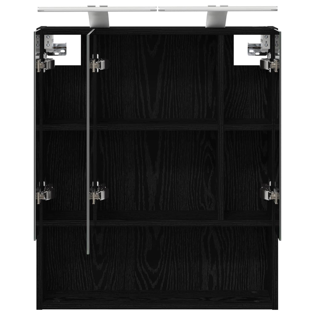Badezimmerspiegelschrank Schwarz Eichen-Optik 60 x 14.5 x 70 cm