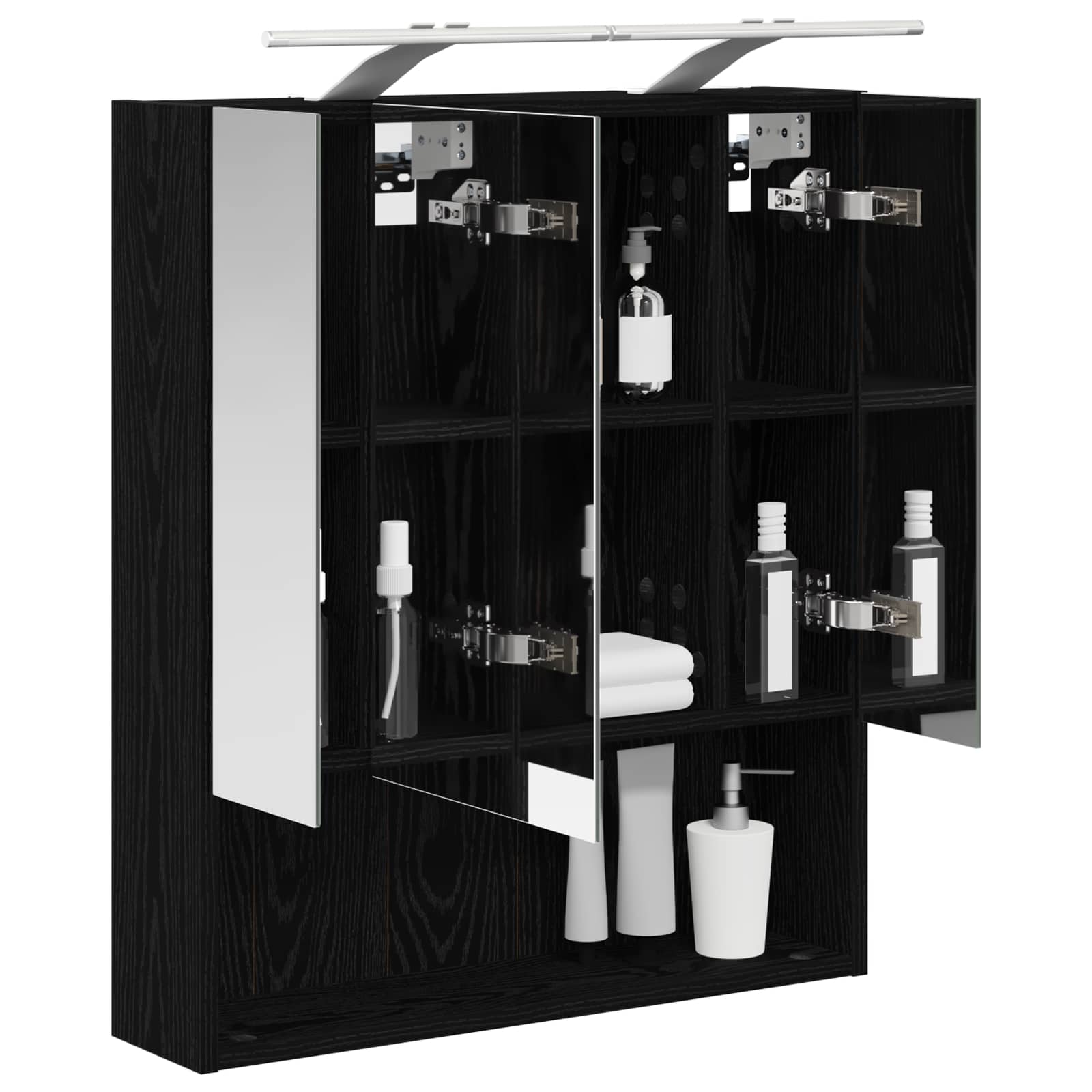 Badezimmerspiegelschrank Schwarz Eichen-Optik 60 x 14.5 x 70 cm