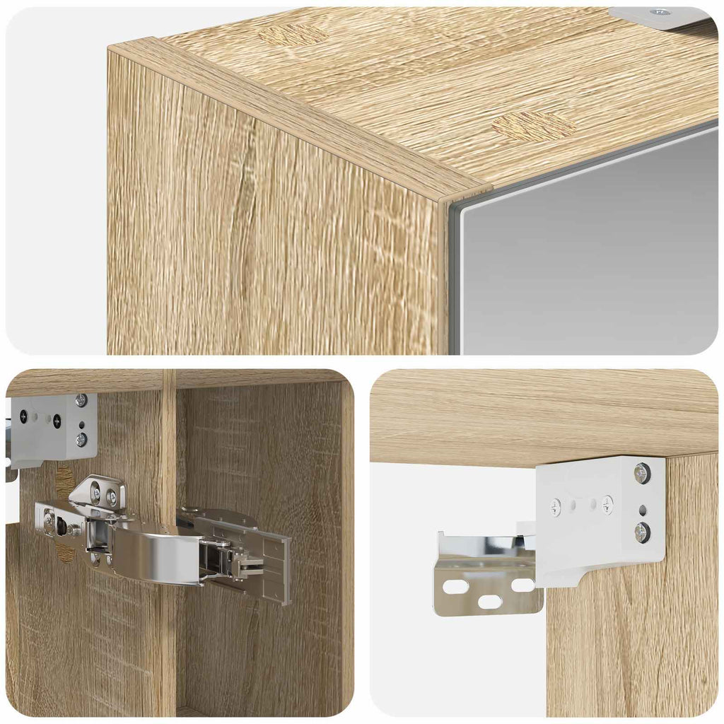 Badezimmerspiegelschrank mit Tür Sonoma-Eiche 60 x 14.5 x 70 cm