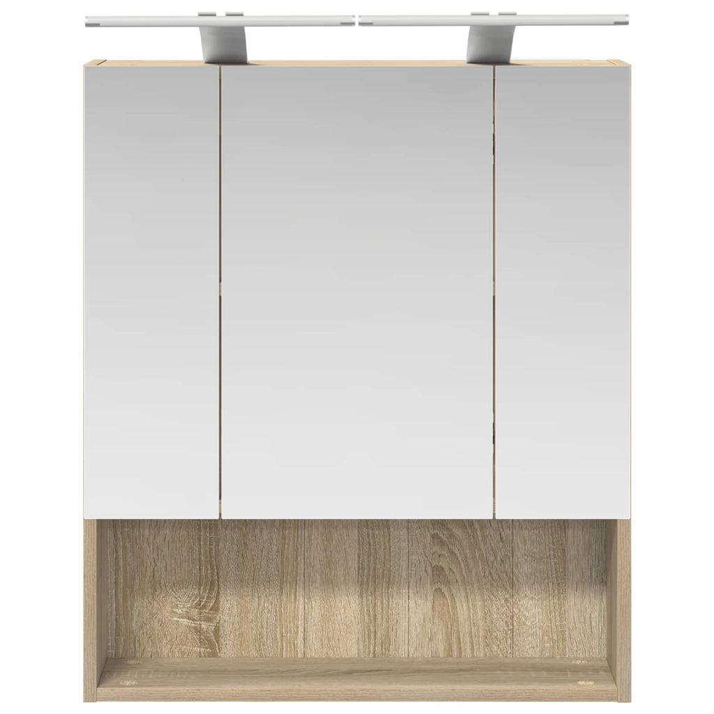 Badezimmerspiegelschrank mit Tür Sonoma-Eiche 60 x 14.5 x 70 cm