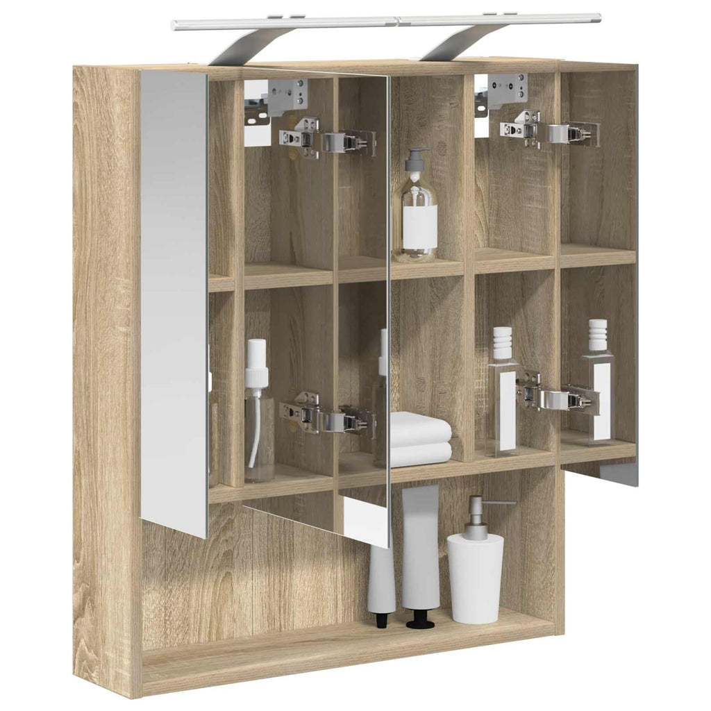 Badezimmerspiegelschrank mit Tür Sonoma-Eiche 60 x 14.5 x 70 cm