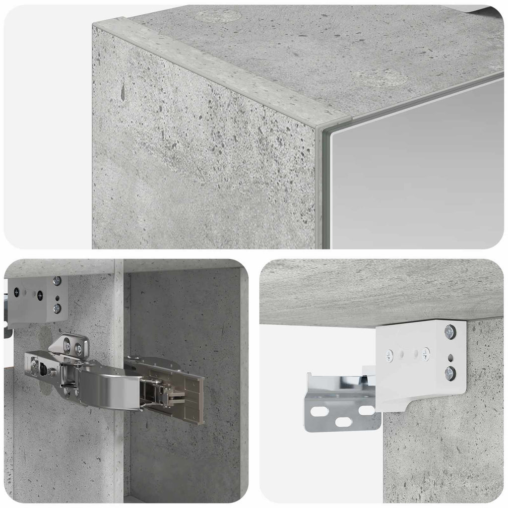 Badezimmerspiegelschrank mit Regal Beton Grau 60 x 14.5 x 70 cm