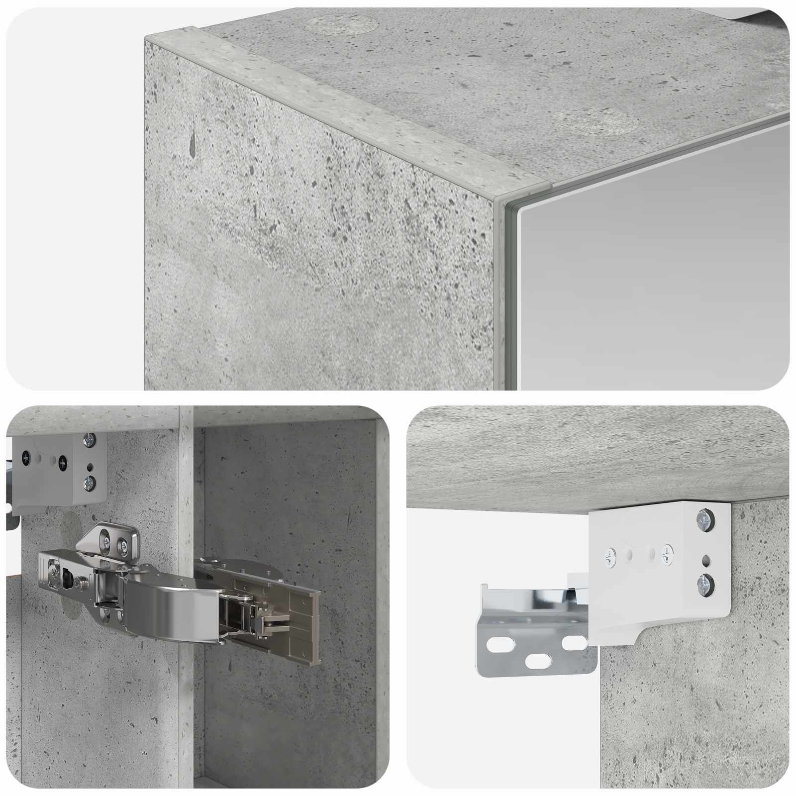 Badezimmerspiegelschrank mit Regal Beton Grau 60 x 14.5 x 70 cm