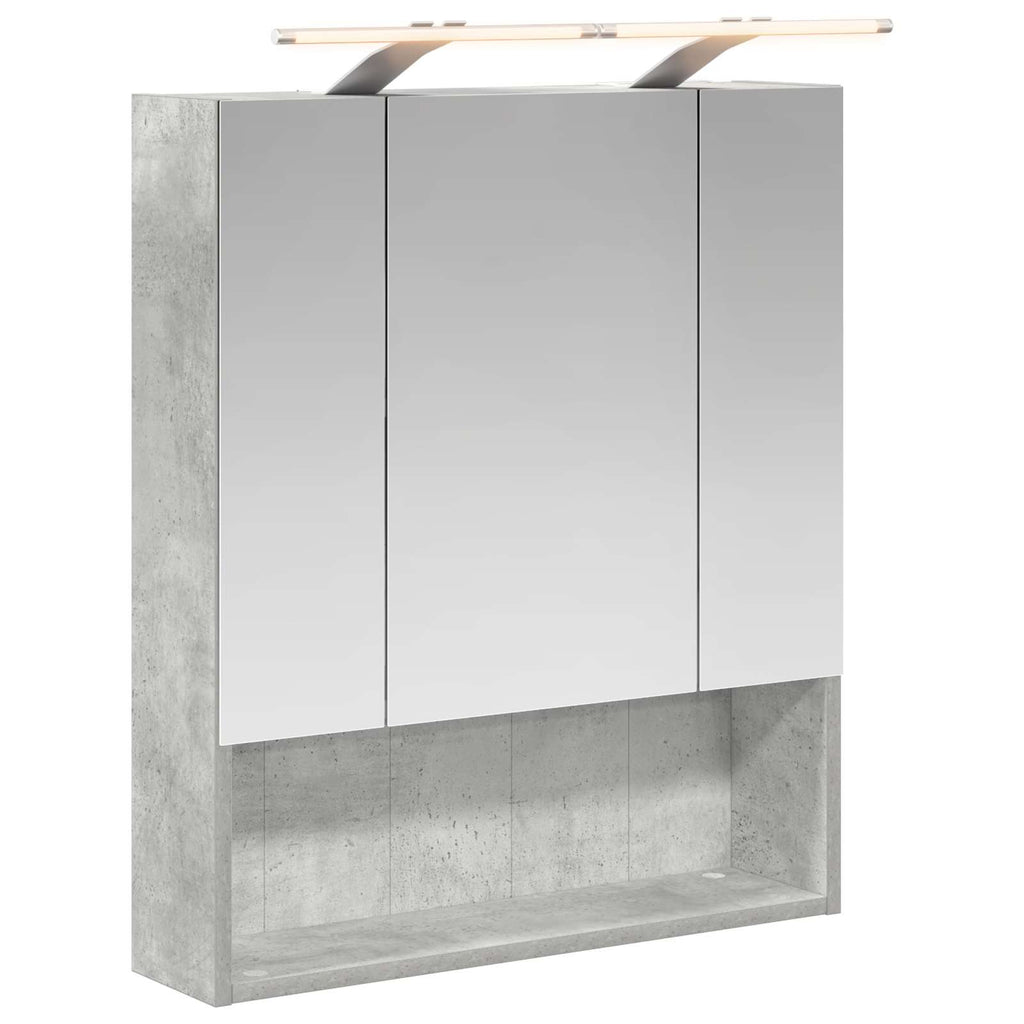 Badezimmerspiegelschrank mit Regal Beton Grau 60 x 14.5 x 70 cm