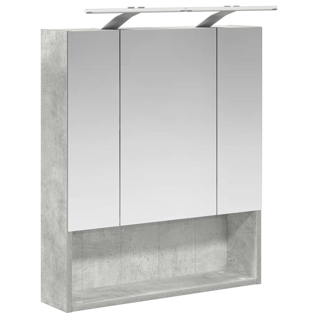Badezimmerspiegelschrank mit Regal Beton Grau 60 x 14.5 x 70 cm