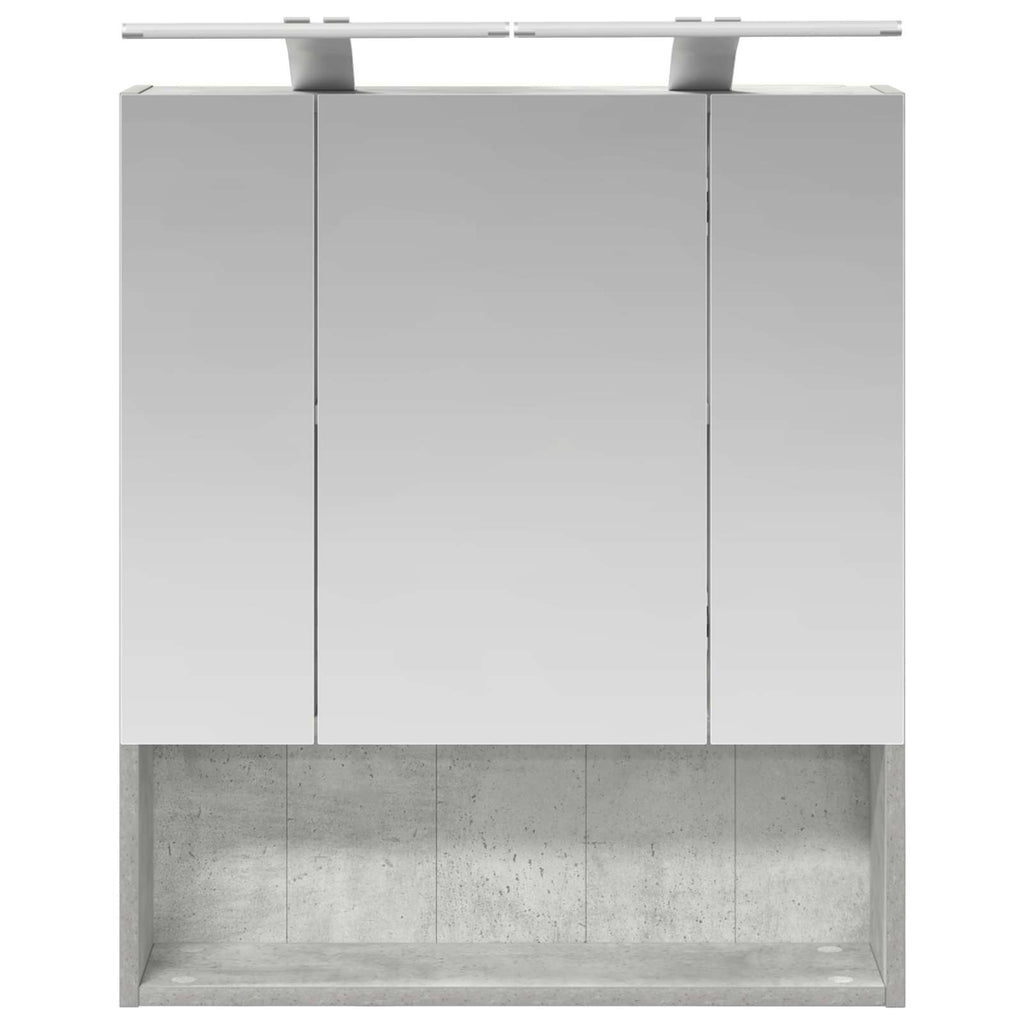 Badezimmerspiegelschrank mit Regal Beton Grau 60 x 14.5 x 70 cm