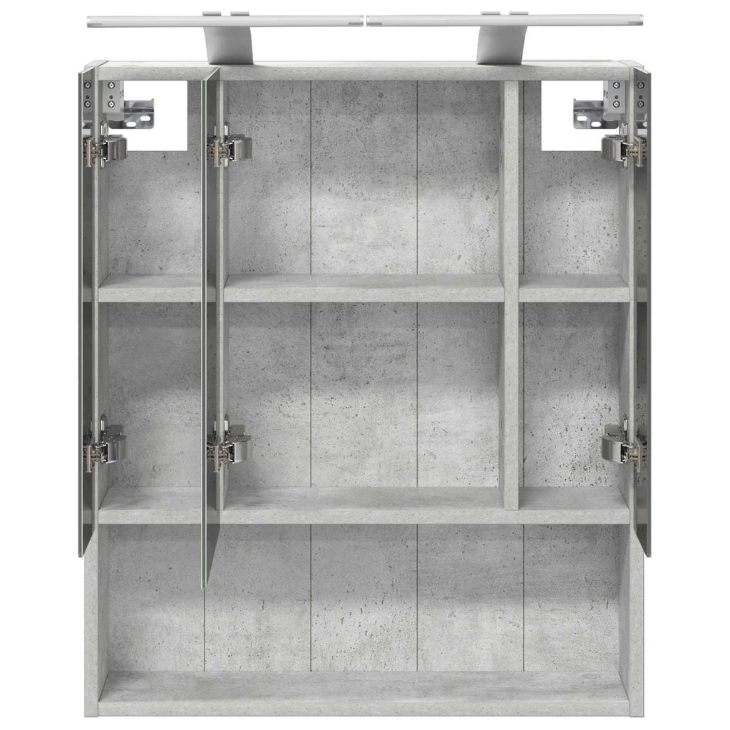 Badezimmerspiegelschrank mit Regal Beton Grau 60 x 14.5 x 70 cm