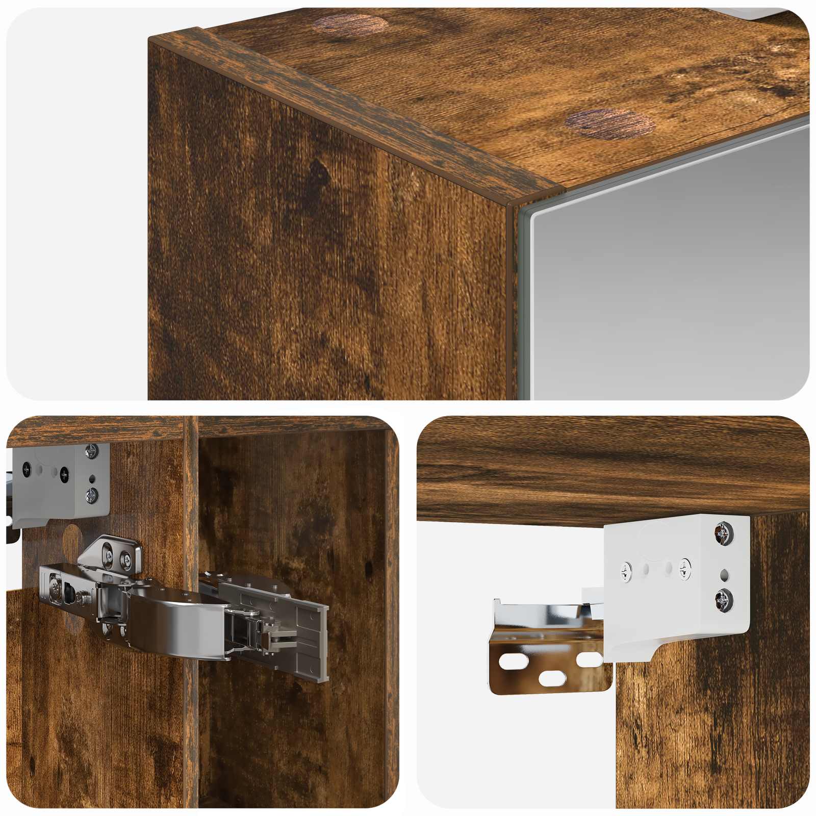 Badezimmerspiegelschrank Geräucherte Eiche 60 x 14.5 x 70 cm