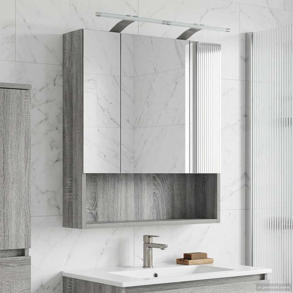 Badezimmerspiegelschrank Graues Sonoma 60 x 14.5 x 70 cm