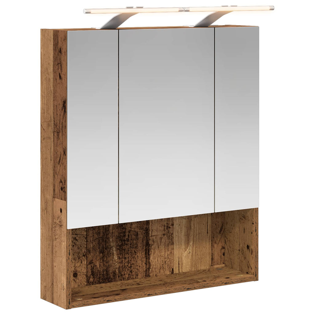 Badezimmerspiegelschrank mit Regal Altholz 60 x 14.5 x 70 cm