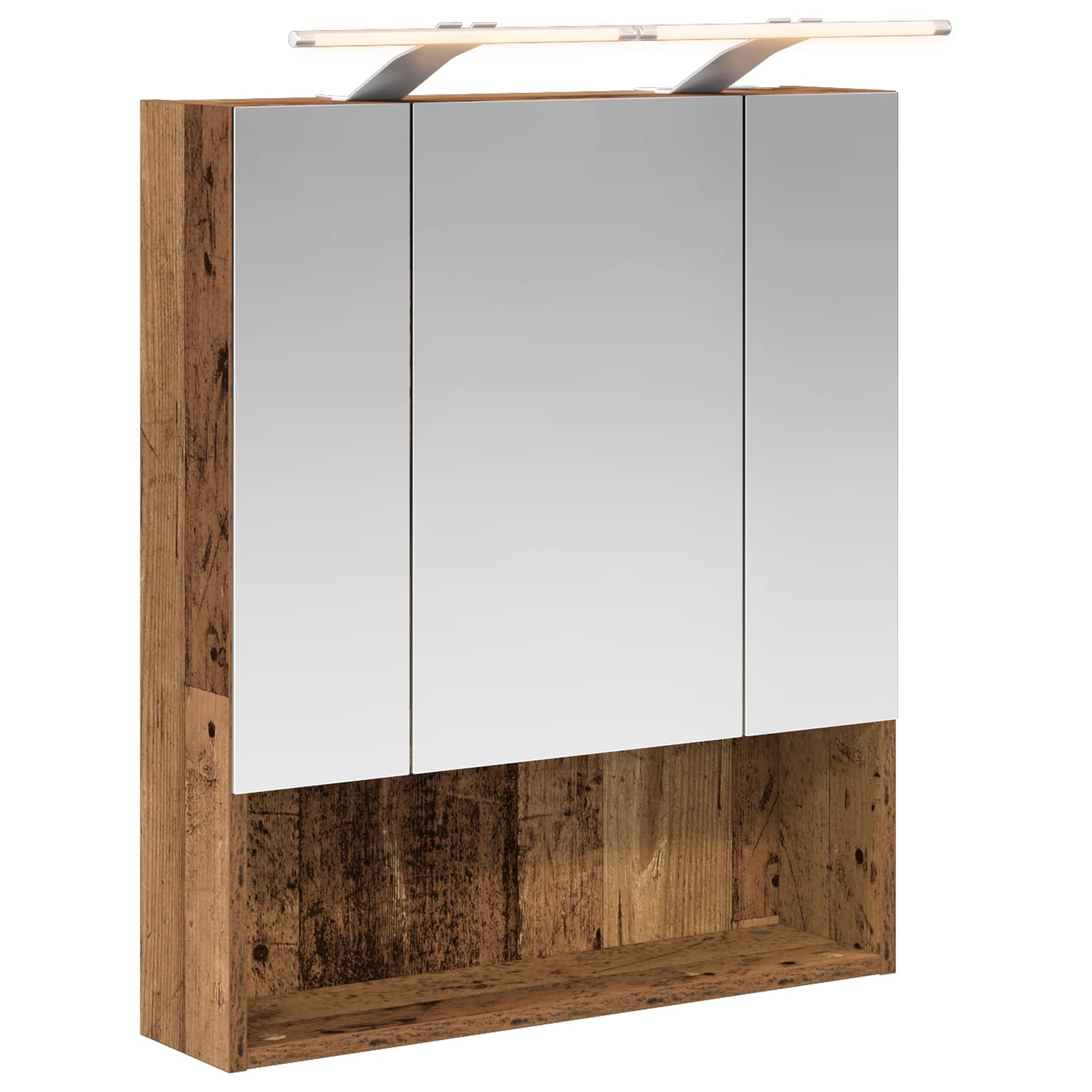 Badezimmerspiegelschrank mit Regal Altholz 60 x 14.5 x 70 cm