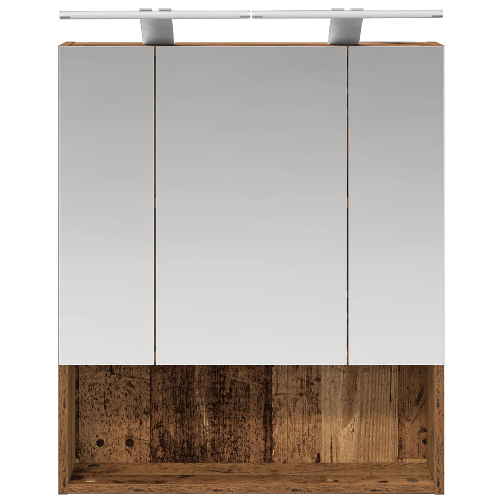 Badezimmerspiegelschrank mit Regal Altholz 60 x 14.5 x 70 cm