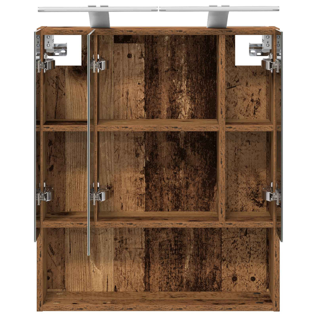 Badezimmerspiegelschrank mit Regal Altholz 60 x 14.5 x 70 cm
