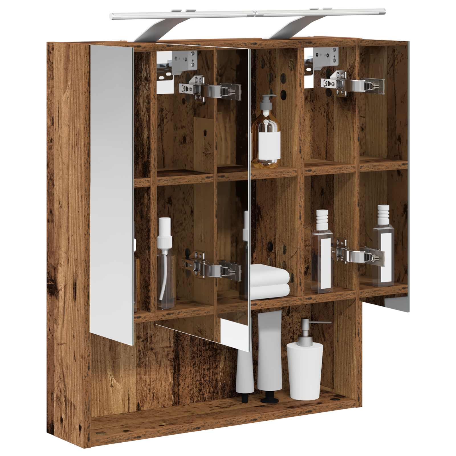 Badezimmerspiegelschrank mit Regal Altholz 60 x 14.5 x 70 cm