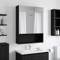 Badezimmerspiegelschrank Schwarz Eichen-Optik 50 x 14,5 x 70 cm