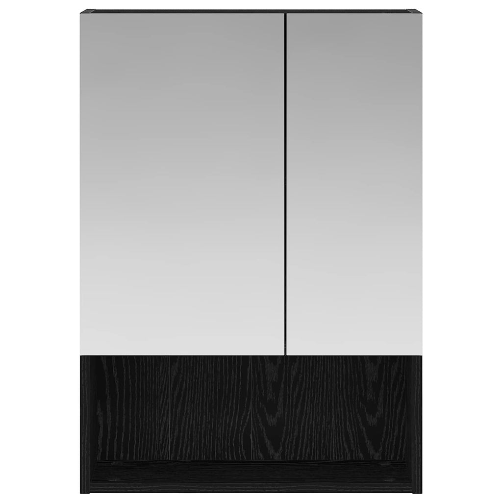 Badezimmerspiegelschrank Schwarz Eichen-Optik 50 x 14,5 x 70 cm