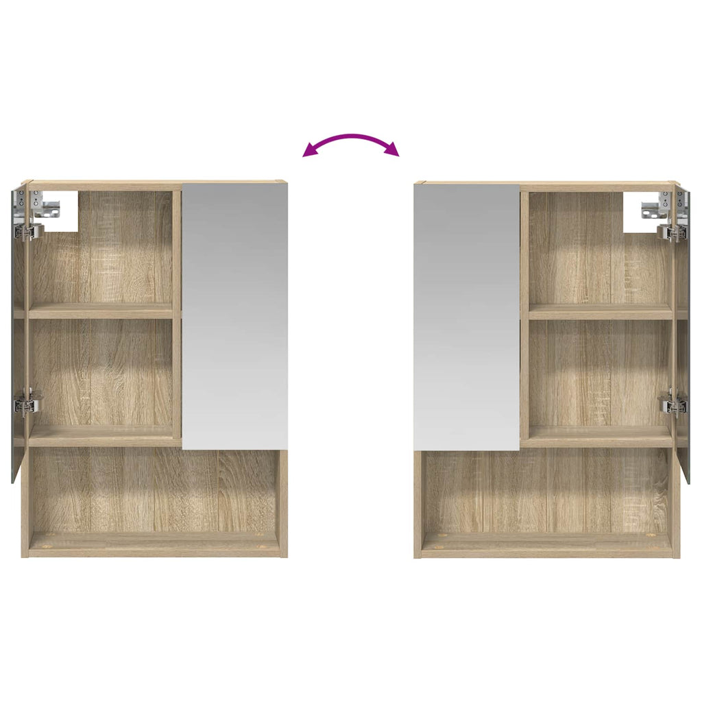 Badezimmerspiegelschrank mit Tür Sonoma-Eiche 50 x 14,5 x 70 cm