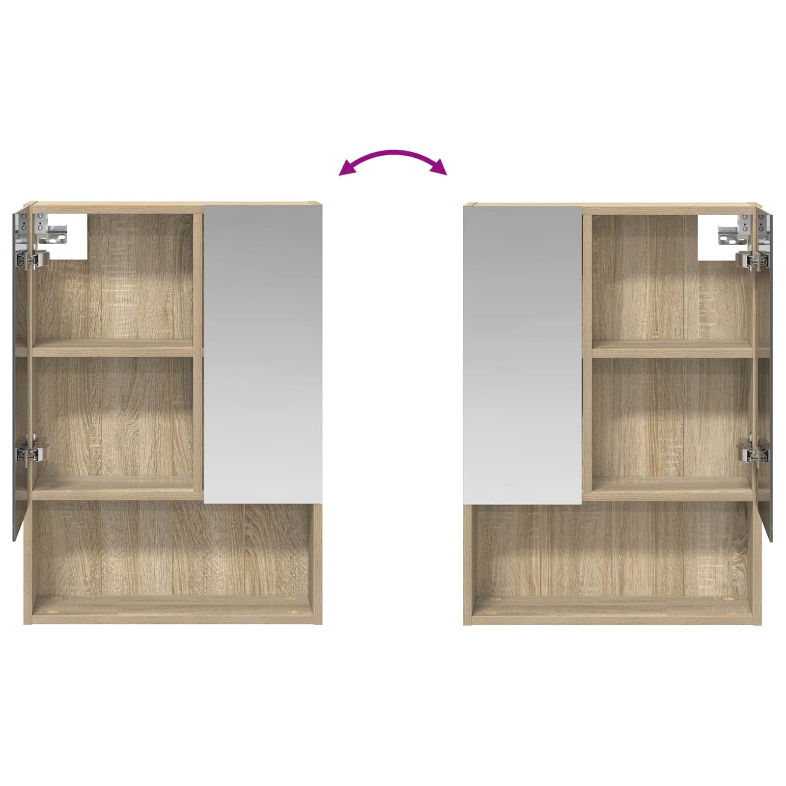 Badezimmerspiegelschrank mit Tür Sonoma-Eiche 50 x 14,5 x 70 cm